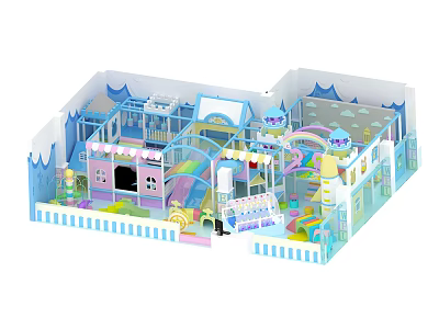 Colorful Indoor Playground Equipment With Slides Climbing Area And Rainbow Decorations 3d model