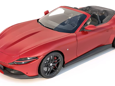 Red Convertible Sports Car With Sleek Exterior Design Open Top And Black Wheels 3d model