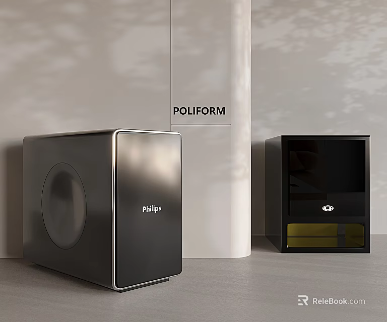 Sleek Modern Audio Speakers POLIFORM Black Silver Design Minimalist Home Interior 3d model 