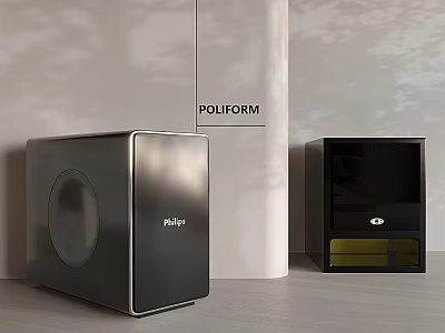 Sleek Modern Audio Speakers POLIFORM Black Silver Design Minimalist Home Interior 3d model