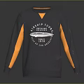 Gray Sweater With Yellow Sleeves And Chest Aviation Text Graphics