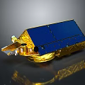 Spacecraft Satellite With Blue Solar Panels And Golden Streamlined Reflective Structure 3d model