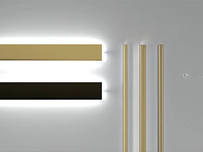 Modern Sleek Gold And Black Metal Bar Handles Display On White Background Surface 3d model
