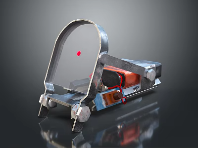 Weapon Red Dot Sight With Transparent Arc Frame And Metal Mount Modern Accessory For Firearms 3d model