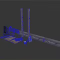 Construction Site Structure Components With Tall Columns Long Beam And Metal Platform