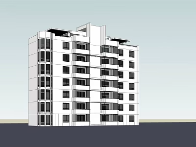 Modern Multi Floor Residential Apartment Building With White Facade And Balconies 3d model