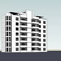 Modern Multi Floor Residential Apartment Building With White Facade And Balconies