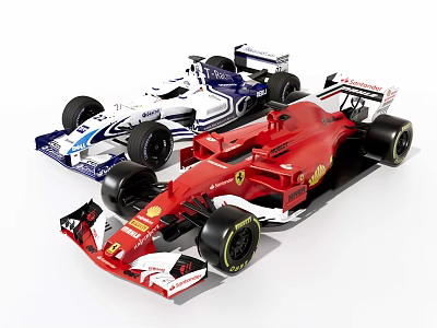Red And Blue White Racing Car Models With Detailed Exterior And Sporty Design Features 3d model