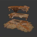 Stacked Wooden Benches With Fur Covers And Natural Hay Base Rustic Decor