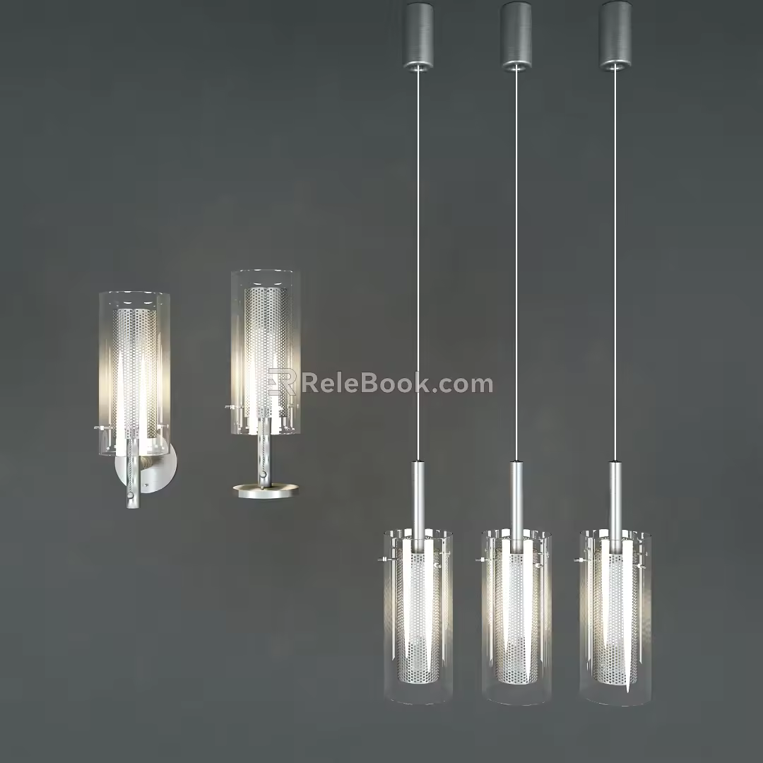 Modern lamp combination chandelier 3d model