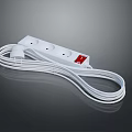 White Power Strip With Multiple Outlets Red Switch And Long Cable For Computer Use