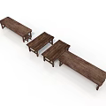 Rustic Solid Wood Benches Set Of Three With Simple Design And Natural Finish