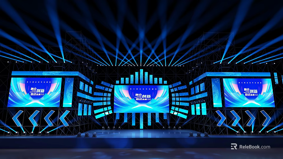 Modern Commercial Stage Equipment With LED Screens And Lighting Systems 3d model 