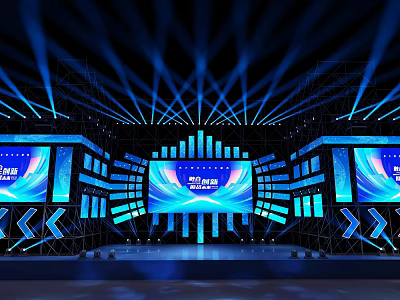 Modern Commercial Stage Equipment With LED Screens And Lighting Systems 3d model