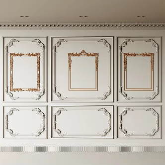 French Gypsum Line Combination Gypsum Waist Line Carved Gypsum Line Background Wall 3d model