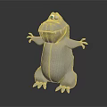 Cartoon Crocodile Game Movie Character 3D Model Featuring Big Eyes Open Mouth And White Design