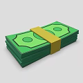 Everyday Essential Stack of Green Banknotes Tied with Yellow Strap