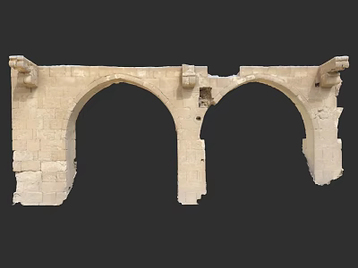 Ancient Stone Architecture With Double Arched Doorways And Historic Details 3d model