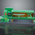 Green Industrial Machine With White Motor Warning Sign And Yellow Support Base