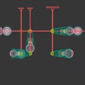Elegant Modern Brass Chandelier With Geometric Structure Branching Arms And Illuminated Bulbs