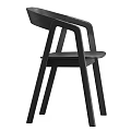 Modern Black Wooden Dining Chair With Curved Armrests And Sleek Design