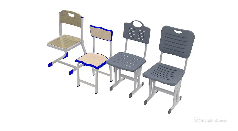 Various Design Chairs With Beige Gray Colors And Wheel Features 3d model 