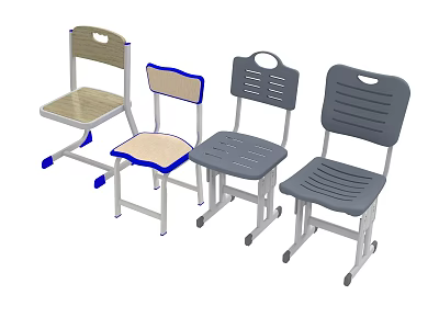 Various Design Chairs With Beige Gray Colors And Wheel Features 3d model