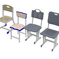 Various Design Chairs With Beige Gray Colors And Wheel Features 3d model