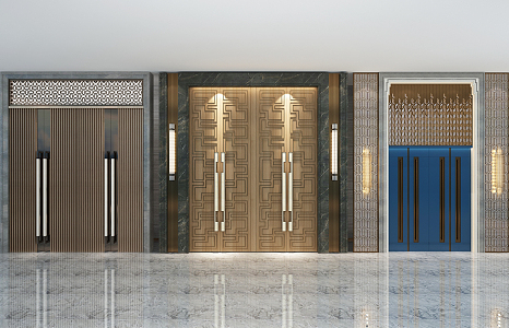 New Chinese Double Door 3d model