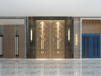 New Chinese Double Door 3d model