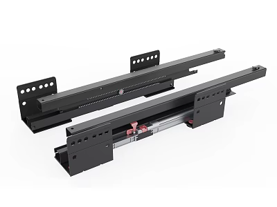 Black Metal Heavy Duty Sliding Rails For Furniture Hardware With Mounting Holes 3d model