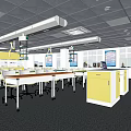 Modern laboratory tables and chairs experimental equipment school classroom desks and chairs desks 3d model