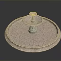 Decorative Pink Two Tiered Fountain With Circular Base And Cracked Texture