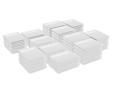 White Square Decorative Plates Stackable Ornament Set for Home Interior Decor 3d model