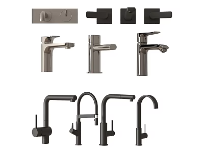 Modern Kitchen and Bathroom Faucets with Various Styles and Metal Finishes 3d model