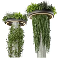 Lush Hanging Basket Plants With Trailing Greenery On Decorative Pillars