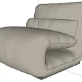 Modern Light Beige Single Sofa with Comfortable Fabric Cushion and Simple Design 3d model
