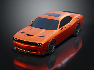 Orange Muscle Sports Car With Sleek Aerodynamic Body Glossy Finish And Black Wheels 3d model