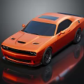 Orange Muscle Sports Car With Sleek Aerodynamic Body Glossy Finish And Black Wheels