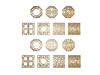 New Chinese-style cut-out window 3d model
