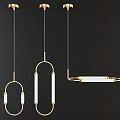Modern Gold Metal Pendant Lights With Circular And Linear Geometric Design Elements 3d model