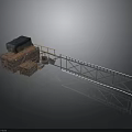 Industrial Metal Frame Gate Structure With Wooden Roof And Platform Design