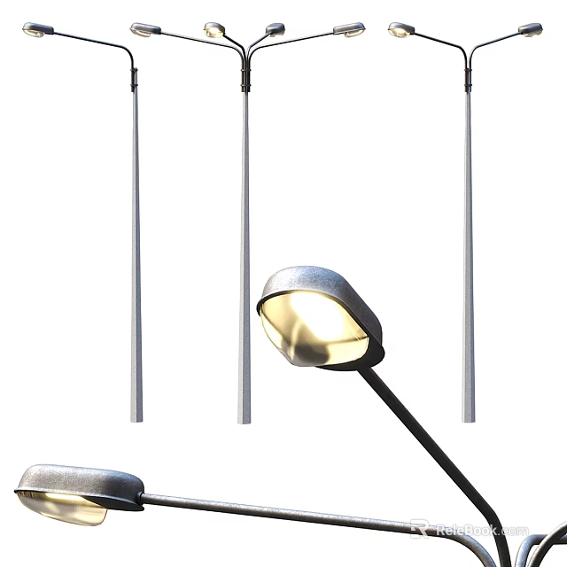 Outdoor Lamps With Metal Poles Illuminated For Outdoor Lighting Use 3d model 