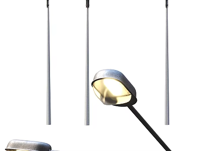 Outdoor Lamps With Metal Poles Illuminated For Outdoor Lighting Use 3d model