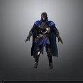 Mystical Fantasy Character Wearing Ornate Armor Blue Cloak And Decorative Helmet