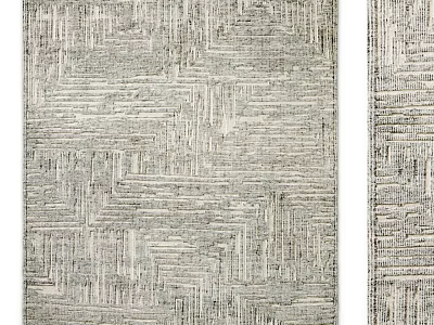 Gray Square Rug With Geometric Pattern And Woven Texture For Home Decor 3d model