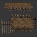 Rustic Wooden Outdoor Furniture With Slatted Design And Support Posts
