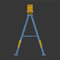 Industrial Jib Crane Structure with Blue Stands Yellow Hooks and STD Labeled Beam