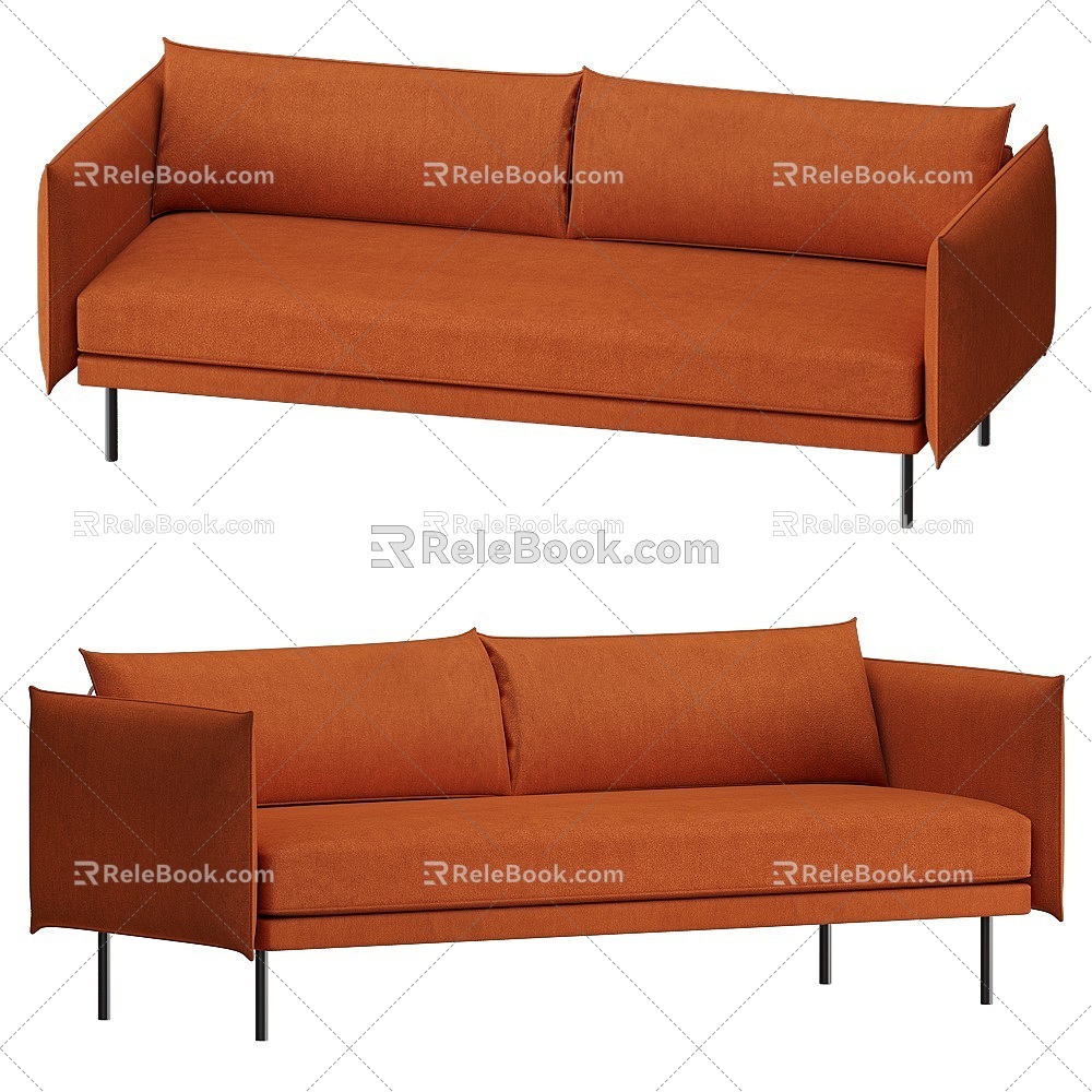 Jogvan orange red leisure sofa 18 3d model