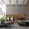 Modern Service Hall Interior With Spiral Staircase Reception Desk And Large Screen